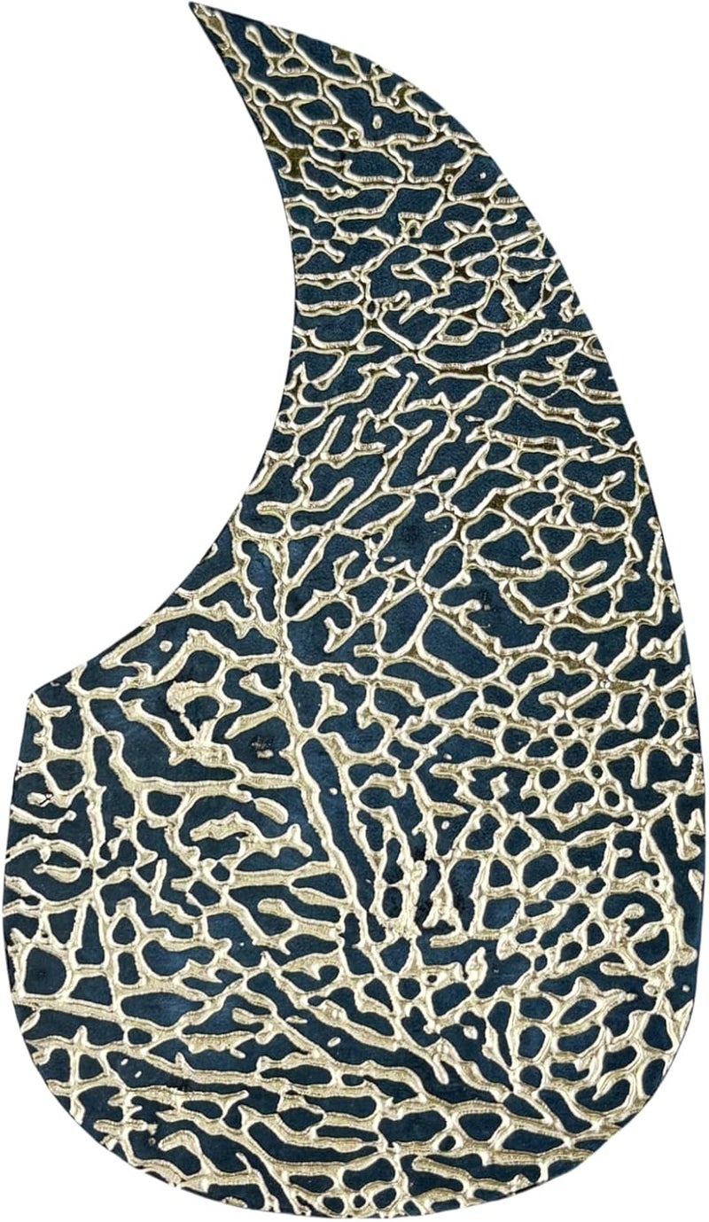 YWYLL Guitar Pickguard Anti-Scratch Guard Plate Perfect Replacement, Genuine Leather，Self Adhesive (3-black and gold pattern) - Image 1